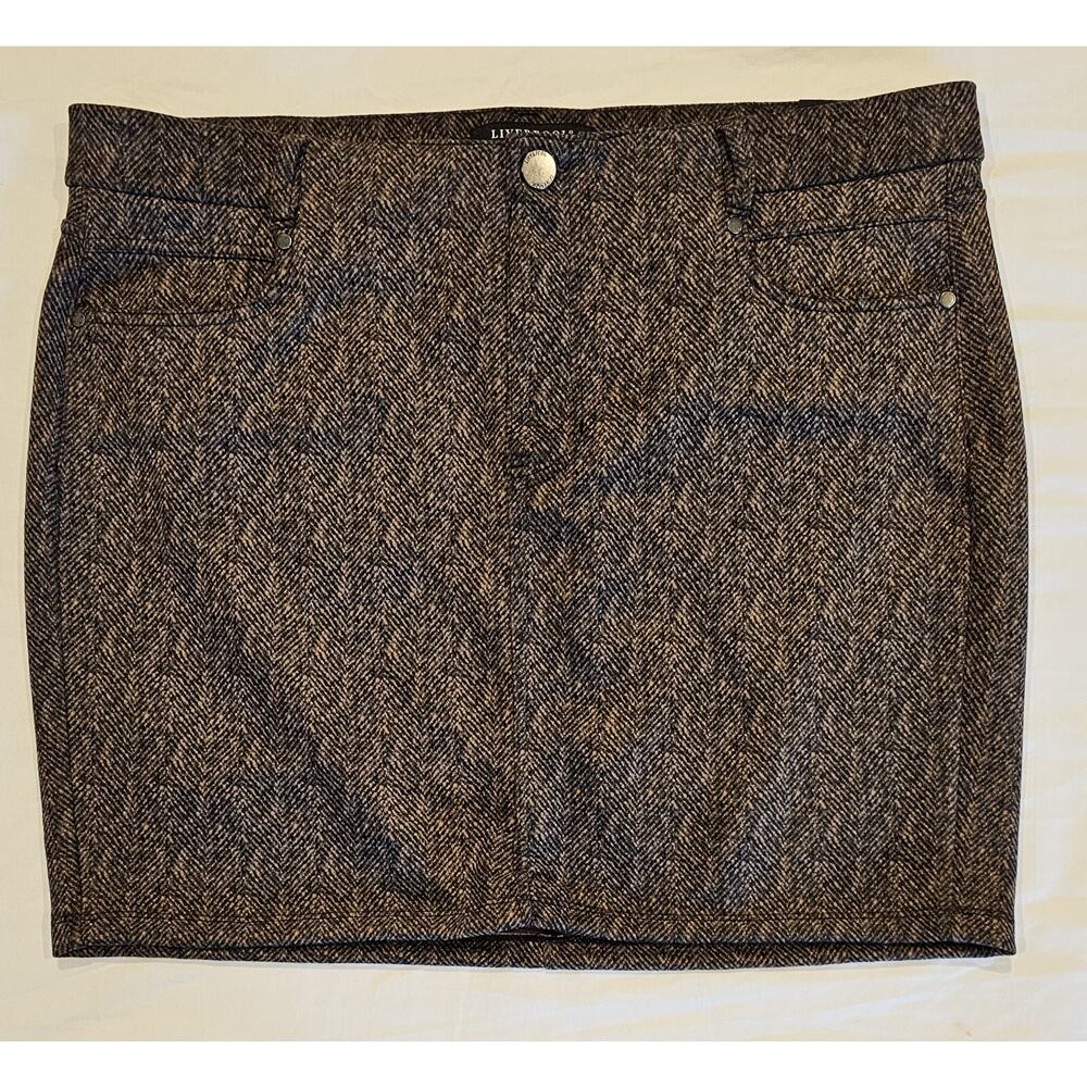 Liverpool Los Angeles Gia Glider Pull-On Skirt Herringbone Size 16W NWT